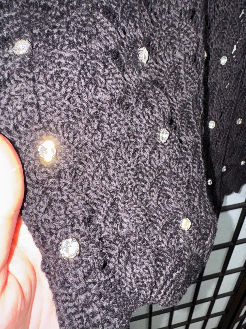 Generation Love Sol Crystal Pointelle Knit Tank in Black, size XL - Picture 8 of 11